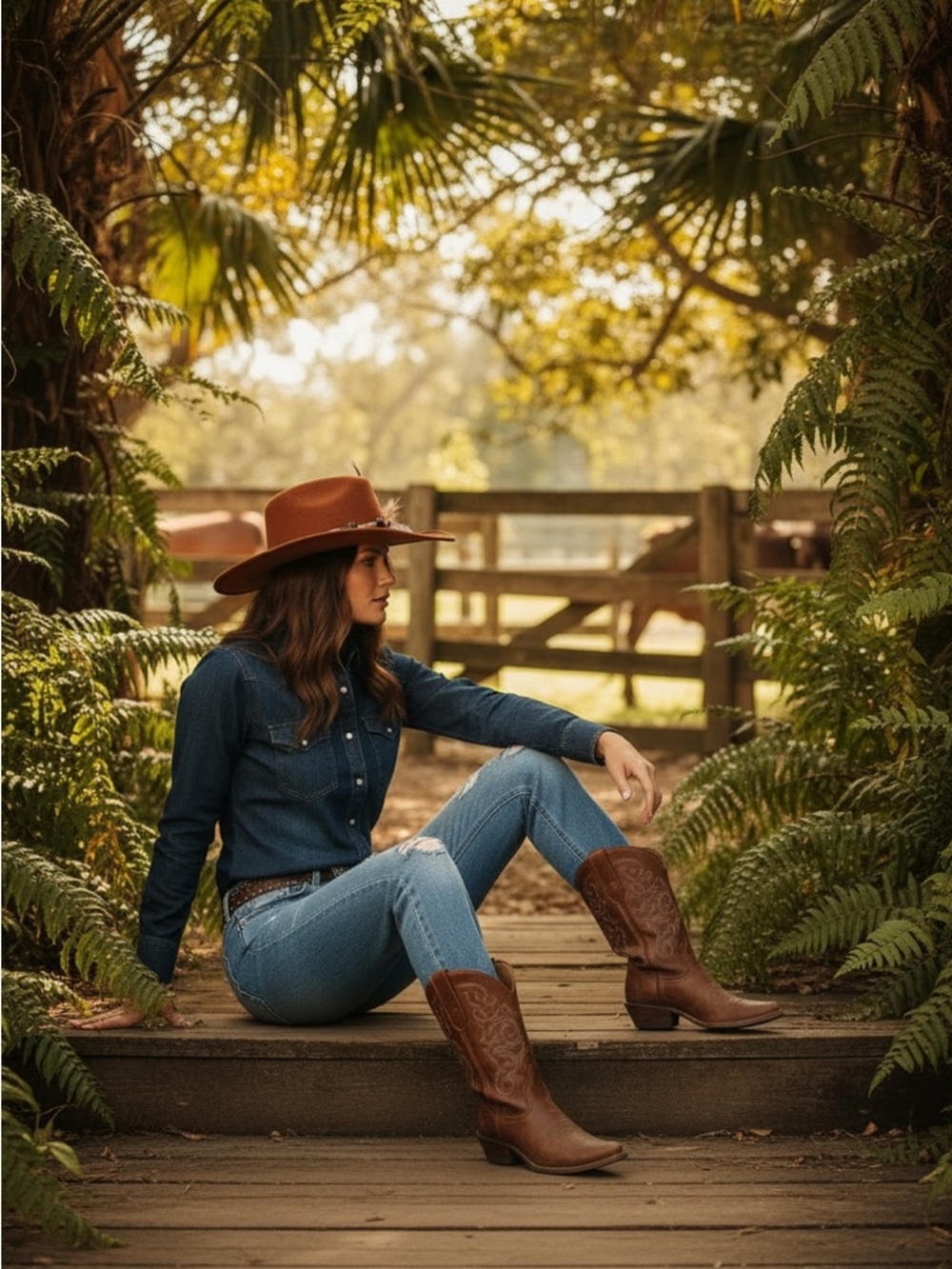 Sonoma Women's sienna styled with bohemian charm cowgirl hat.
